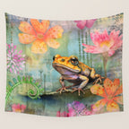 Colorful Frog Garden Indian Summer Flora And Wildlife Wall Tapestry Gallery Image 4