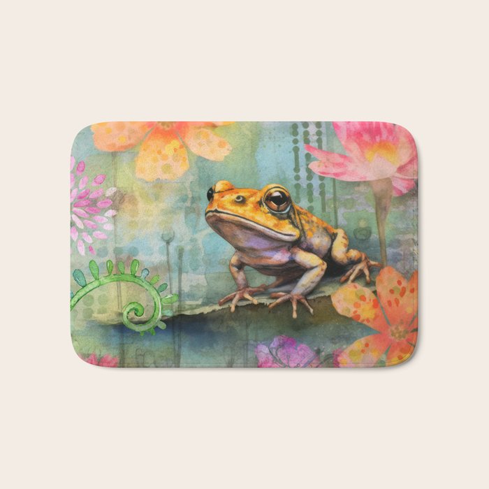 Colorful Frog Garden Indian Summer Flora And Wildlife Bath Mat Gallery Image 1