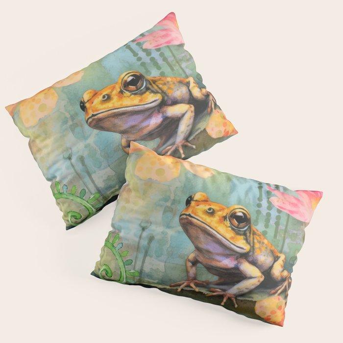 Colorful Frog Garden Indian Summer Flora And Wildlife Pillow Sham Gallery Image 3