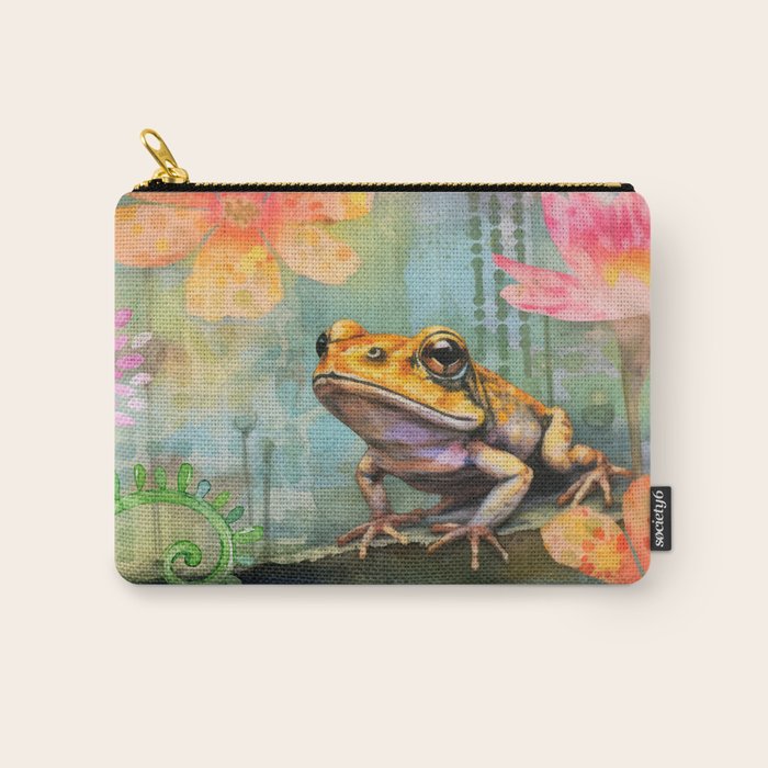 Colorful Frog Garden Indian Summer Flora And Wildlife Carry All Pouch Gallery Image 1
