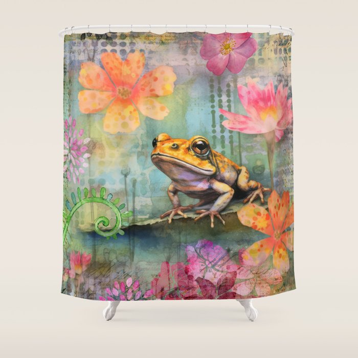 Colorful Frog Garden Indian Summer Flora And Wildlife Shower Curtain Gallery Image 1