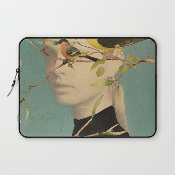 Woman and Birds Laptop Sleeve Gallery Image 1