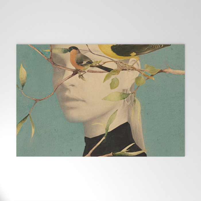 Woman and Birds Welcome Mat Gallery Image 1