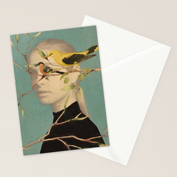 Woman and Birds Stationery Card Gallery Image 2
