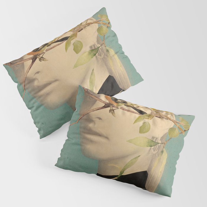 Woman and Birds Pillow Sham Gallery Image 3