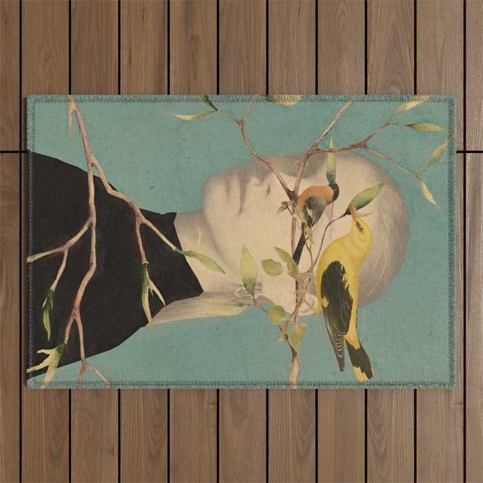 Woman and Birds Outdoor Rug Gallery Image 1