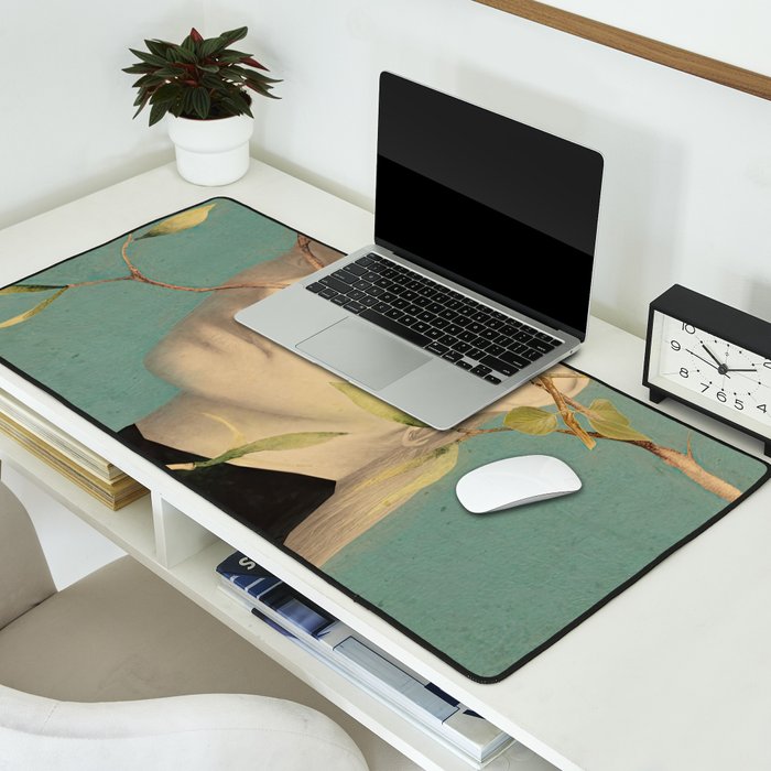 Woman and Birds Desk Mat Gallery Image 2