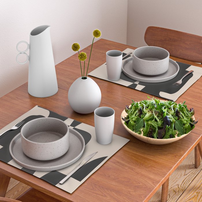 Modern Black And White Abstract Art 5 Placemat Gallery Image 2