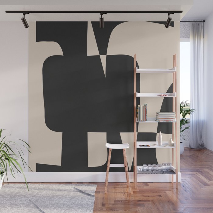 Modern Black And White Abstract Art 5 Wall Mural Gallery Image 1