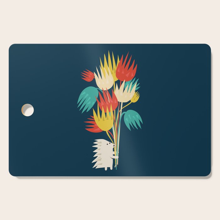 Hedgehog with flowers Cutting Board Gallery Image 1