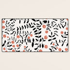 Block print berries black and white Desk Mat Gallery Image 3