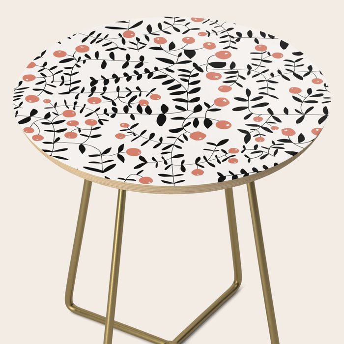 Block print berries black and white Side Table Gallery Image 2