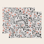 Block print berries black and white Placemat Gallery Image 1