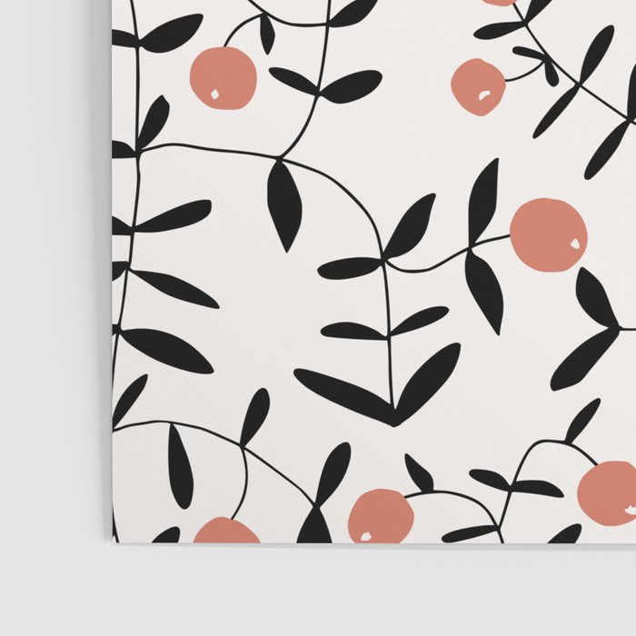 Block print berries black and white Poster Gallery Image 3