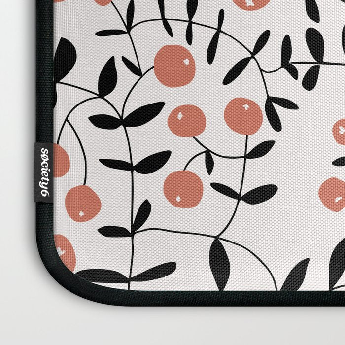 Block print berries black and white Laptop Sleeve Gallery Image 3