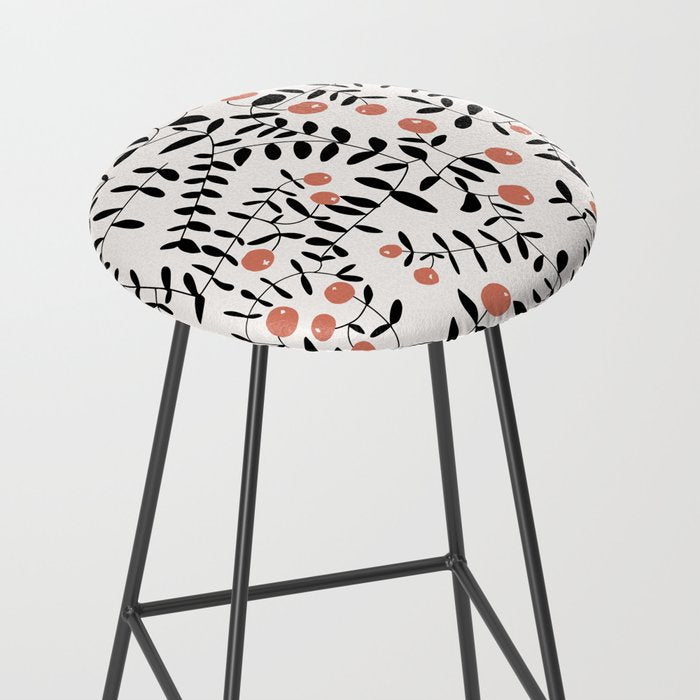 Block print berries black and white Stool Gallery Image 2