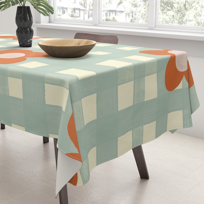 Blue and red floral check Tablecloth Gallery Image 3