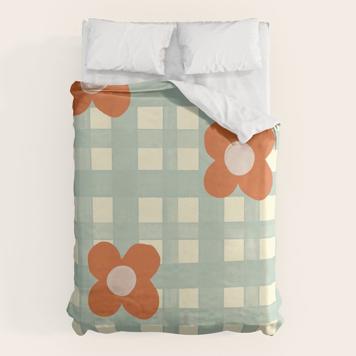 Blue and red floral check Duvet Cover Gallery Image 6