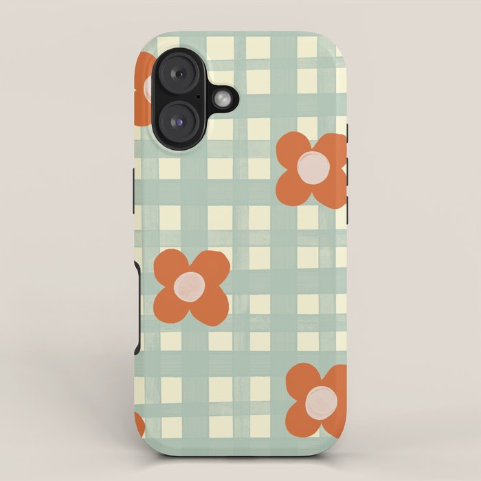 Blue and red floral check iPhone Case Gallery Image 1