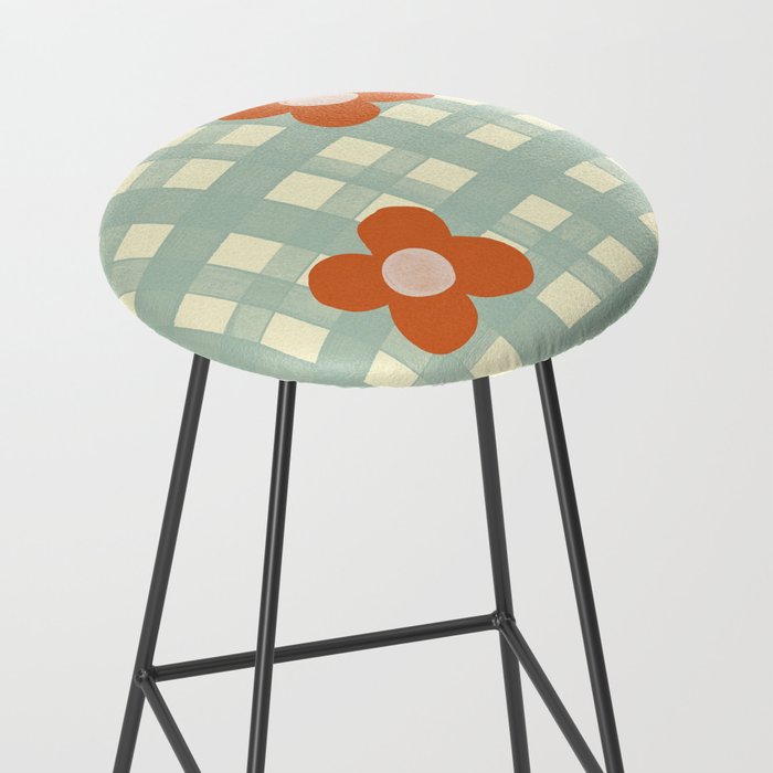 Blue and red floral check Stool Gallery Image 2