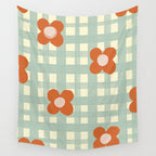 Blue and red floral check Wall Tapestry Gallery Image 4