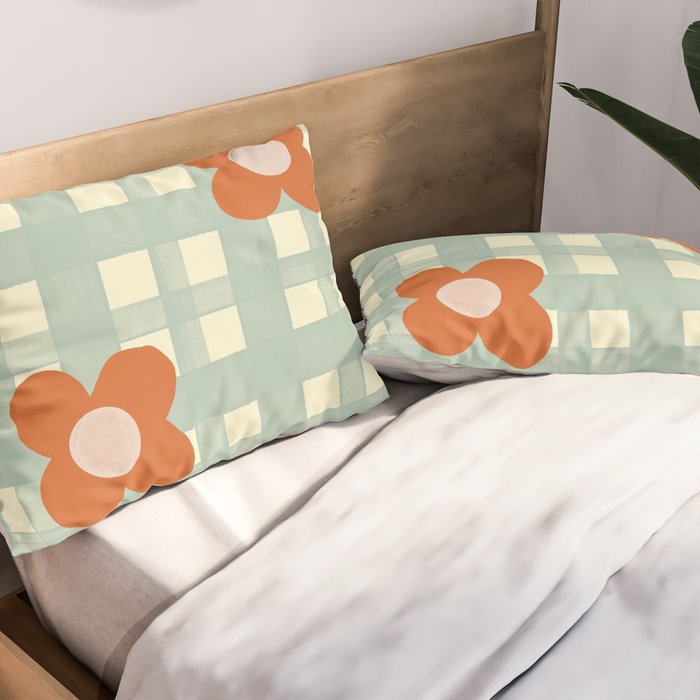 Blue and red floral check Pillow Sham Gallery Image 2