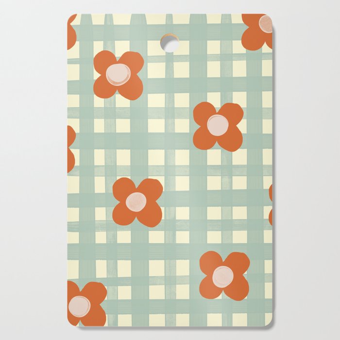 Blue and red floral check Cutting Board Gallery Image 1