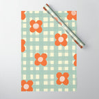 Blue and red floral check Wrapping Paper Gallery Image 1