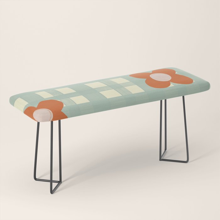 Blue and red floral check Bench Gallery Image 1