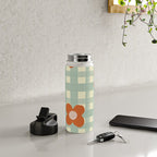 Blue and red floral check Water Bottle Gallery Image 4