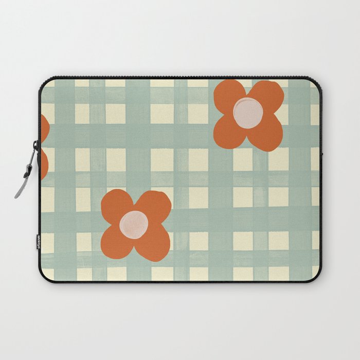 Blue and red floral check Laptop Sleeve Gallery Image 1
