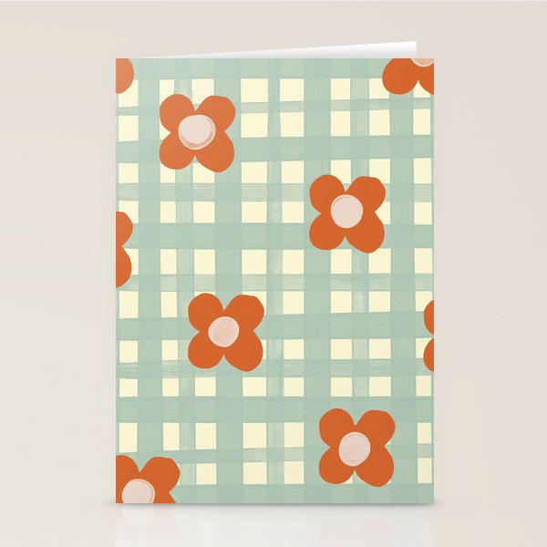 Blue and red floral check Stationery Card Gallery Image 2