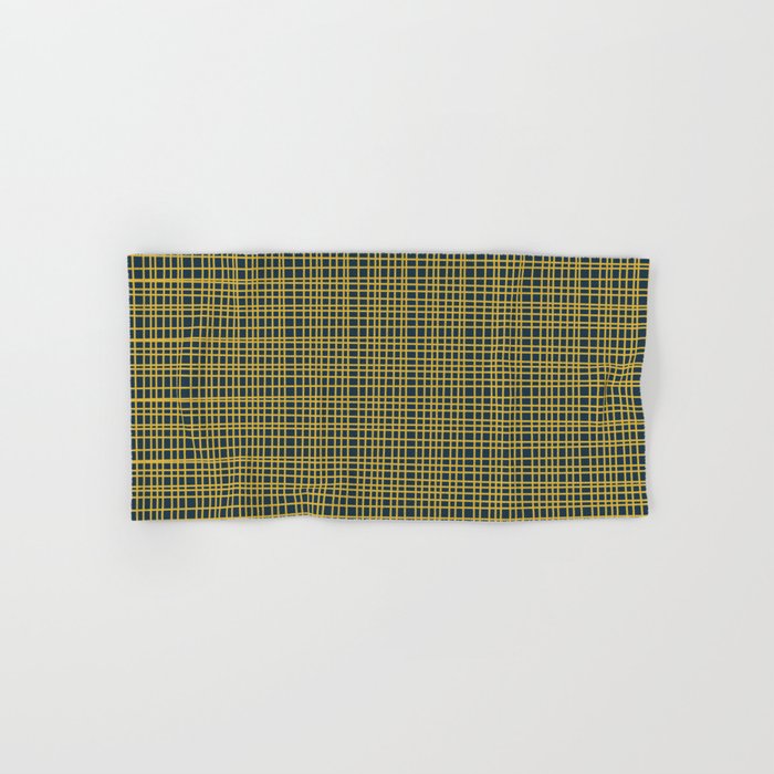 Fine Weave Retro Modern Mid-Century Pattern in Mustard Yellow and Navy Blue Towels Gallery Image 1