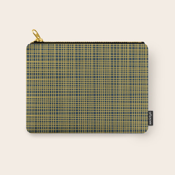 Fine Weave Retro Modern Mid-Century Pattern in Mustard Yellow and Navy Blue Carry All Pouch Gallery Image 1