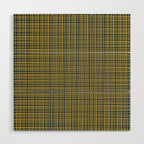 Fine Weave Retro Modern Mid-Century Pattern in Mustard Yellow and Navy Blue Wood Wall Art Gallery Image 1