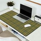 Fine Weave Retro Modern Mid-Century Pattern in Mustard Yellow and Navy Blue Desk Mat Gallery Image 2