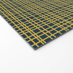 Fine Weave Retro Modern Mid-Century Pattern in Mustard Yellow and Navy Blue Welcome Mat Gallery Image 2