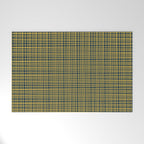 Fine Weave Retro Modern Mid-Century Pattern in Mustard Yellow and Navy Blue Welcome Mat Gallery Image 1