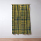 Fine Weave Retro Modern Mid-Century Pattern in Mustard Yellow and Navy Blue Window Curtain Gallery Image 3