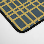 Fine Weave Retro Modern Mid-Century Pattern in Mustard Yellow and Navy Blue Desk Mat Gallery Image 4