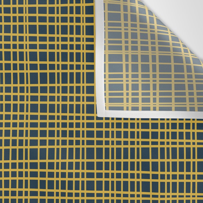 Fine Weave Retro Modern Mid-Century Pattern in Mustard Yellow and Navy Blue Wall Tapestry Gallery Image 3