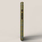 Fine Weave Retro Modern Mid-Century Pattern in Mustard Yellow and Navy Blue iPhone Case Gallery Image 2