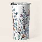watercolor blue brown wildflower field  Travel Mug Gallery Image 3