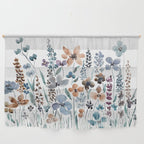 watercolor blue brown wildflower field  Wall Hanging Gallery Image 1