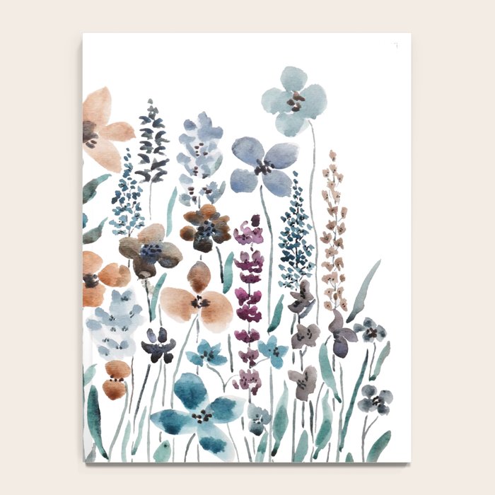 watercolor blue brown wildflower field  Notebook Gallery Image 4