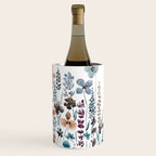 watercolor blue brown wildflower field  Wine Chiller Gallery Image 3