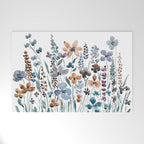 watercolor blue brown wildflower field  Welcome Mat Gallery Image 1