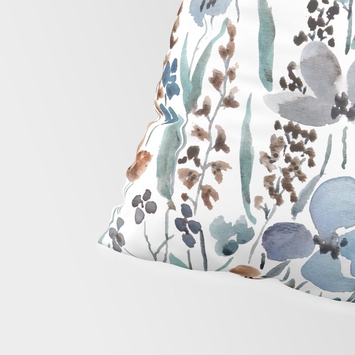 watercolor blue brown wildflower field  Pillow Sham Gallery Image 4