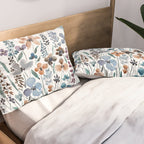 watercolor blue brown wildflower field  Pillow Sham Gallery Image 2