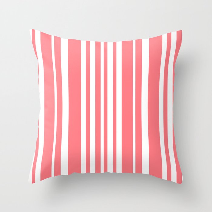 Classic Stripes XXXII - Coral Pink Throw Pillow Gallery Image 6
